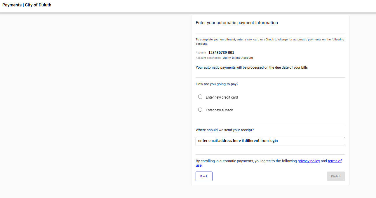 autopay finish enrollment screen