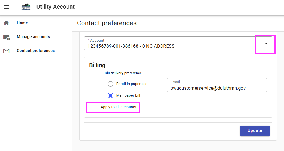 adjusting ebill settings
