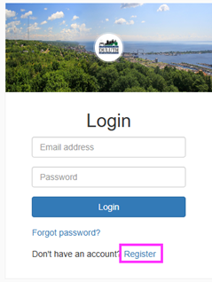 login and register screen