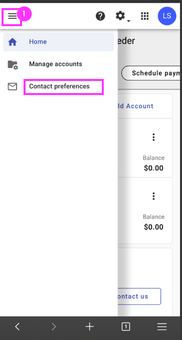 mobile left navigation